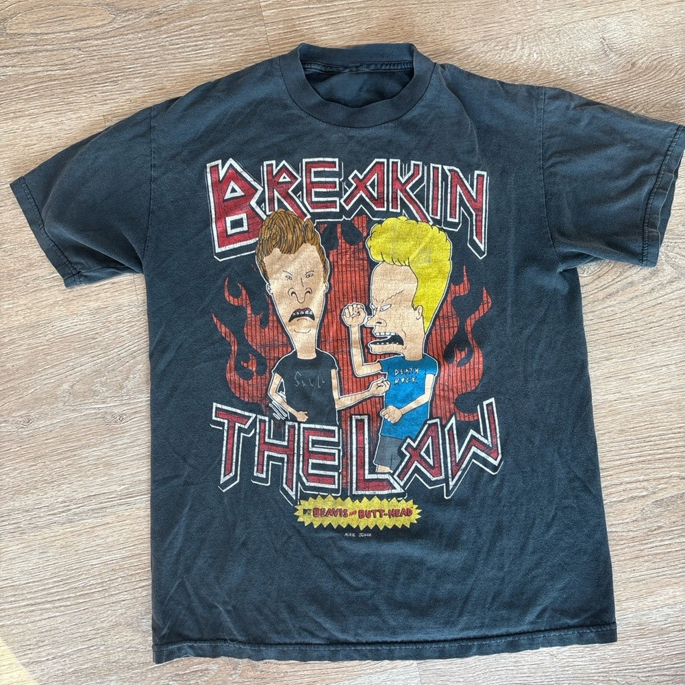 90s Beavis & Butt-Head Breakin The Law MTV Cartoon T-Shirt